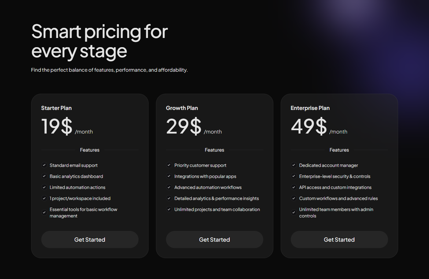 Radiant Pricing - Free React component preview